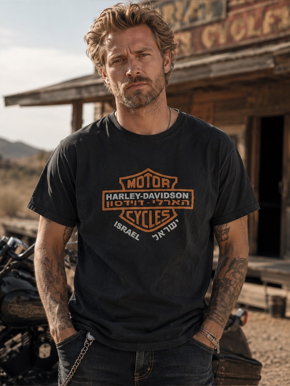 Vintage 90s Harley Davidson Israel T-Shirt Hebrew Logo | Rare Biker Tee XL